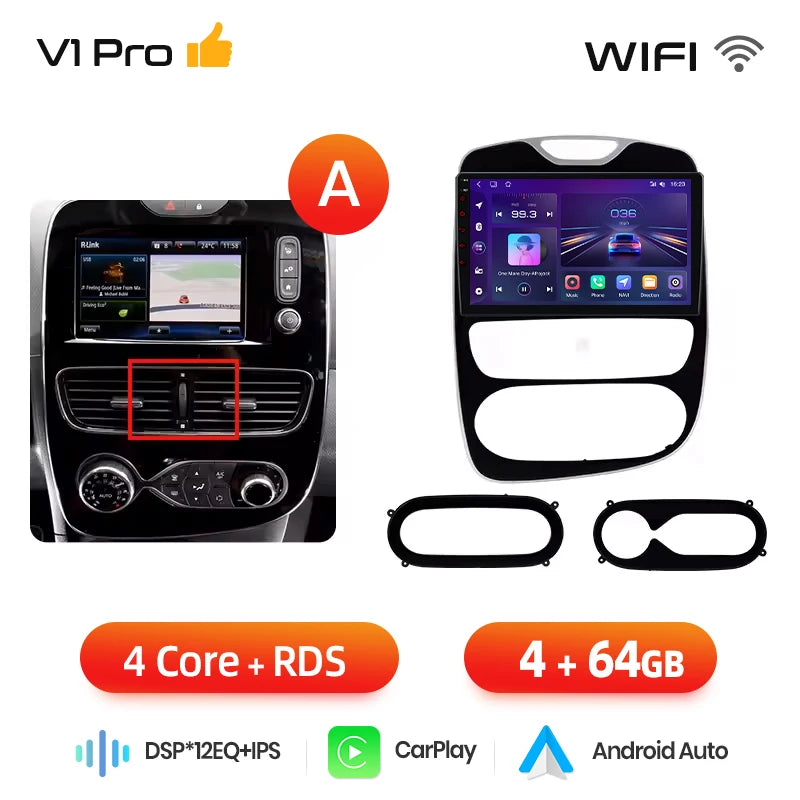 Junsun CarPlay Android Auto Car Radio for Renault Clio 4 2012-2017 GPS Intelligent Systems Stereo Multimedia Autoradio