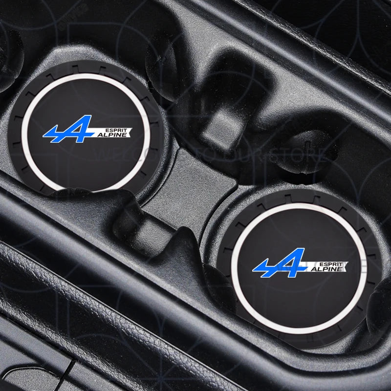 Porte-gobelet d'eau avec Logo alpin pour Kadjar Twingo Megane Scenic Kangoo, 2 pièces, tapis antidérapant, fente pour bouteille, style dessous de verre