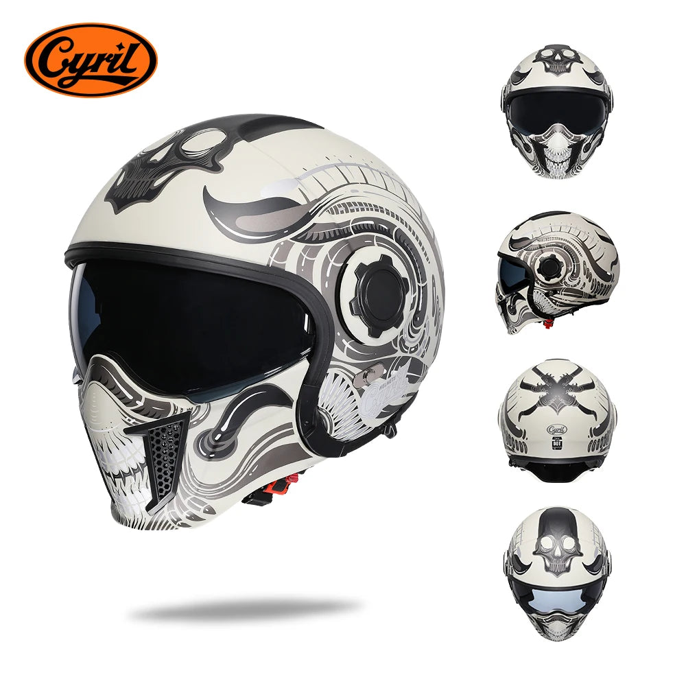 CYRIL-Casque de moto intégral pour hommes et femmes, casques ouverts, casque modulaire, visière pour touristes, approuvé ECE DOT, 3/4