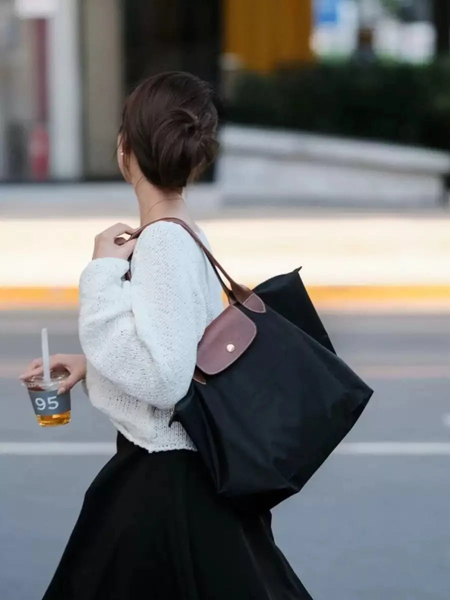 1 femmes pliable hobos nylon sac à main sacs classiques dame sac fourre-tout brodé sacs à bandoulière courts et longchamp poignées sacs