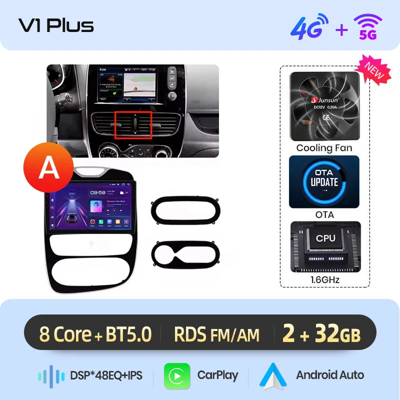 Junsun CarPlay Android Auto Car Radio for Renault Clio 4 2012-2017 GPS Intelligent Systems Stereo Multimedia Autoradio
