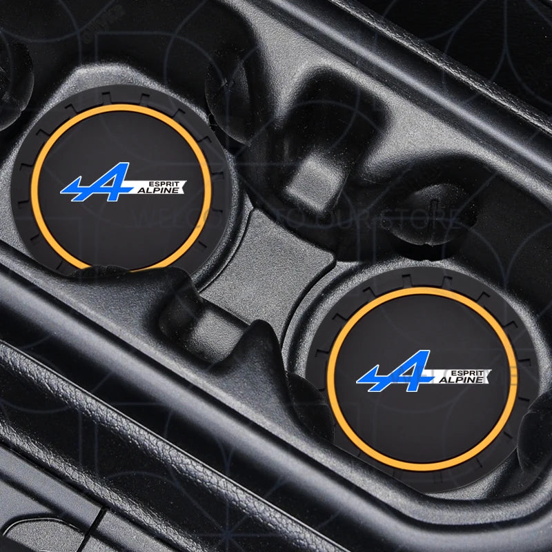 Porte-gobelet d'eau avec Logo alpin pour Kadjar Twingo Megane Scenic Kangoo, 2 pièces, tapis antidérapant, fente pour bouteille, style dessous de verre