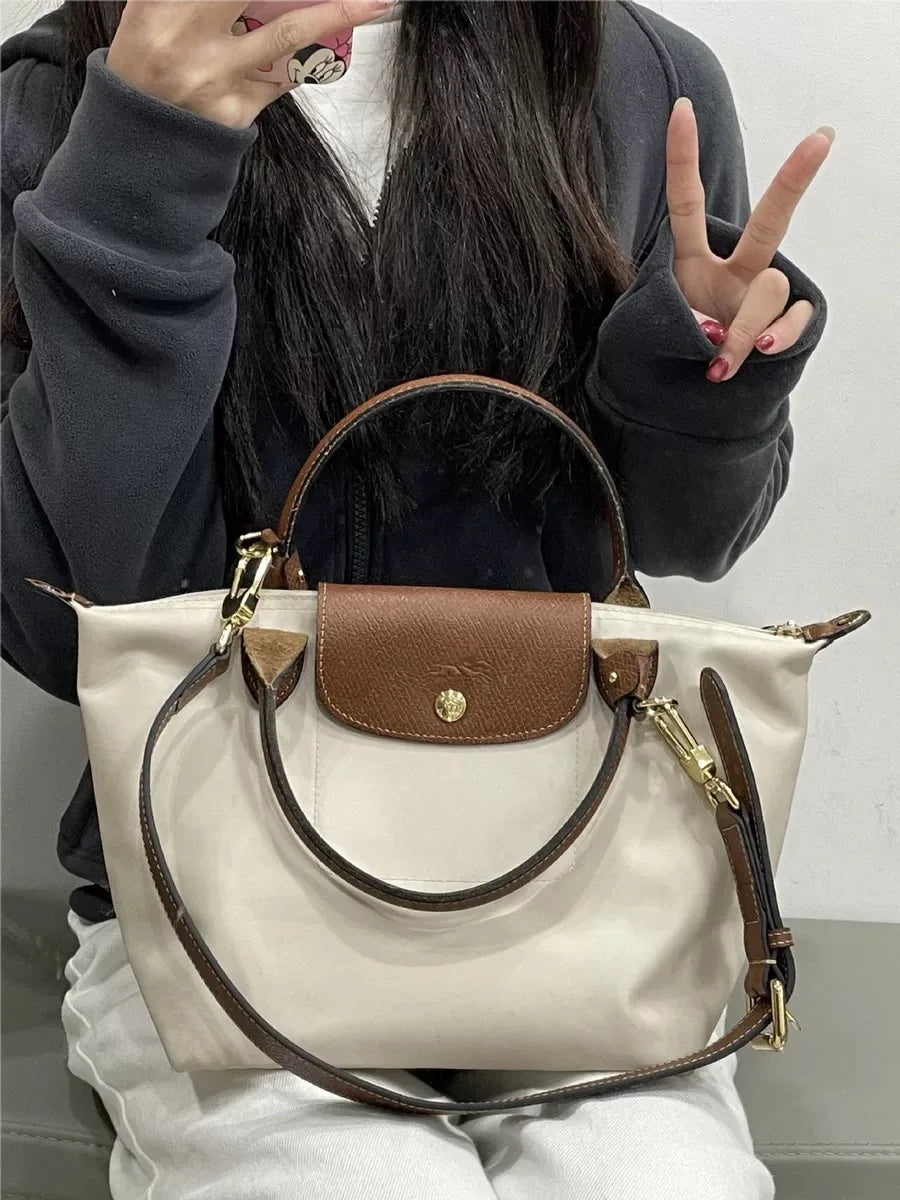 1 femmes pliable hobos nylon sac à main sacs classiques dame sac fourre-tout brodé sacs à bandoulière courts et longchamp poignées sacs