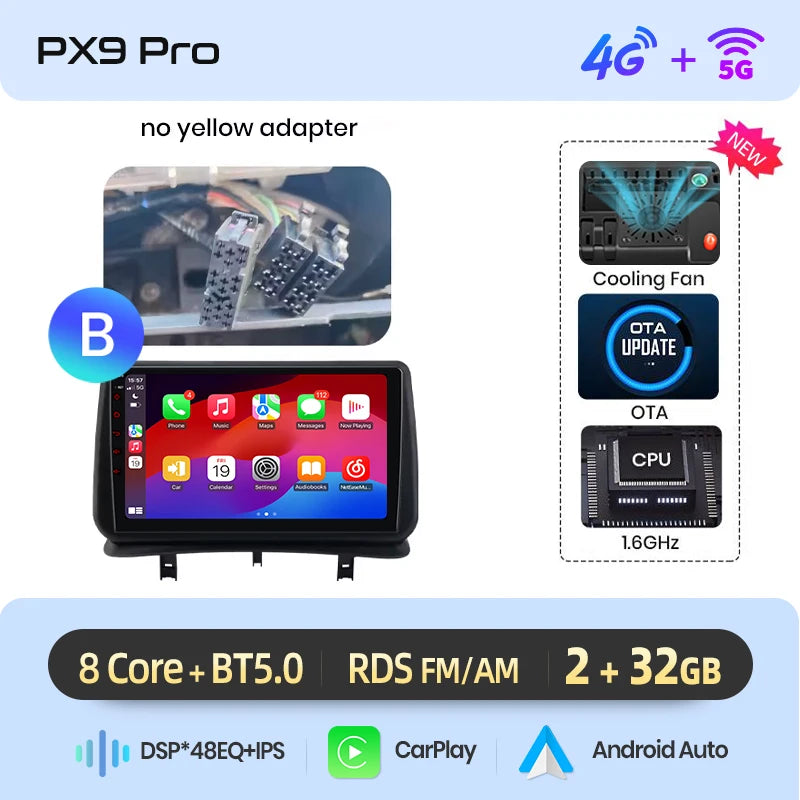 AWESAFE Carplay Voiture Autoradio Pour Renault Clio 3 2005-2014 2Din Android Auto Carplay Voiture Sans Fil Multimédia GPS Navigation Pour Clio 3 Accessories IPS RDS 4G 8-Core 8+256Go Systèmes Intelligents Auto stéréo 