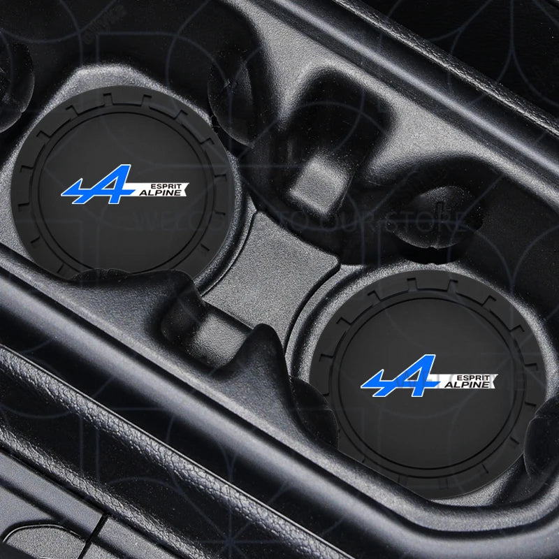 Porte-gobelet d'eau avec Logo alpin pour Kadjar Twingo Megane Scenic Kangoo, 2 pièces, tapis antidérapant, fente pour bouteille, style dessous de verre