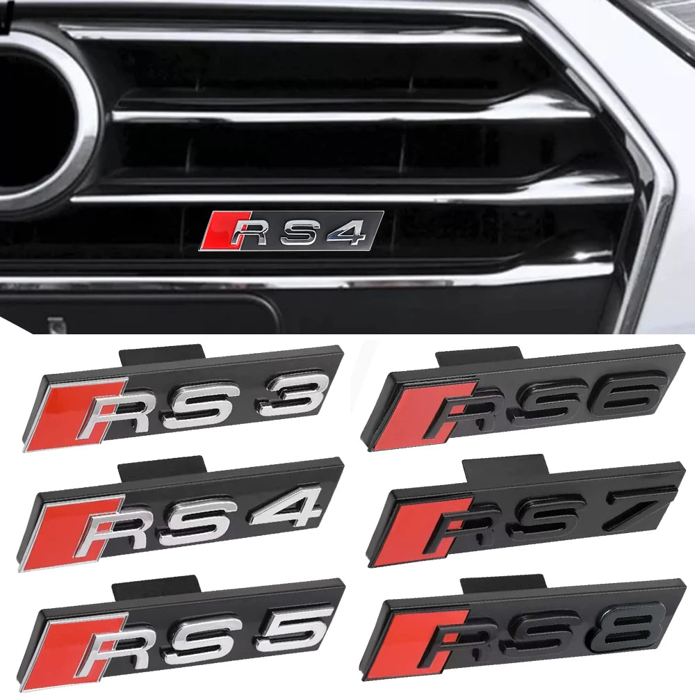 Décoration d'emblème de calandre avant de voiture ABS 3D, accessoires de Modification automobile pour Audi RS3 RS4 RS5 RS6 RS7 RS8 Badge Logo