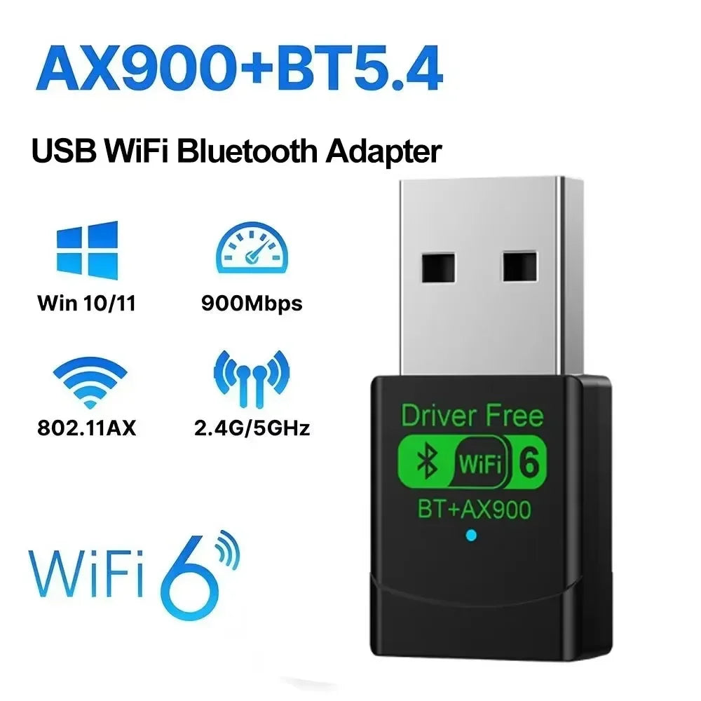 Wifi 6 Mini USB Dongle carte réseau BT 5.4 récepteur Dongle AX900 pour Win 10/11 PC double bande 2.4G/5Ghz