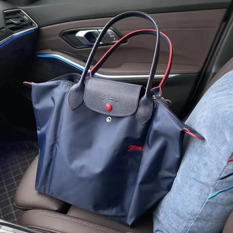 1 femmes pliable hobos nylon sac à main sacs classiques dame sac fourre-tout brodé sacs à bandoulière courts et longchamp poignées sacs