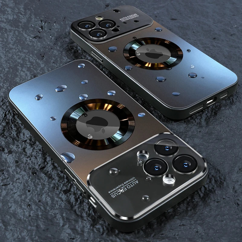 Caméra en verre de luxe pour Magesafe, étui de Charge magnétique sans fil pour iPhone 11 12 13 14 15 16 17 Pro Max Air Plus, housse antichoc