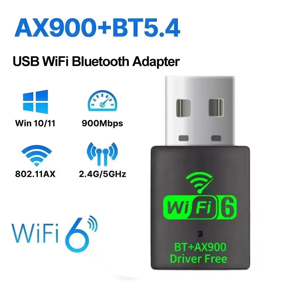 Wifi 6 Mini USB Dongle carte réseau BT 5.4 récepteur Dongle AX900 pour Win 10/11 PC double bande 2.4G/5Ghz
