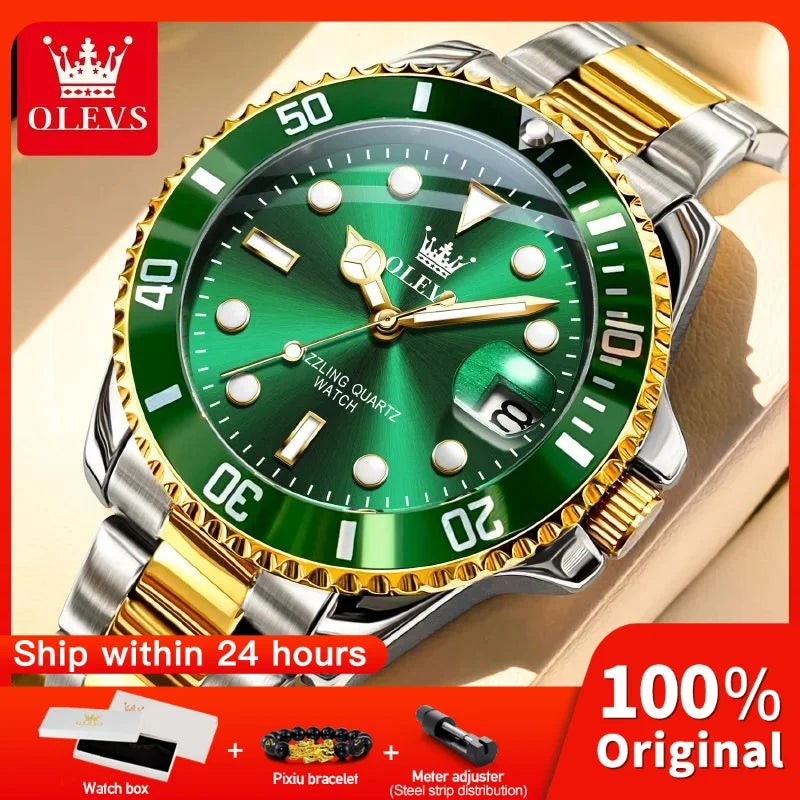 OLEVS 5885 homme montre marque originale étanche montre à Quartz bracelet en acier inoxydable automatique Date hommes cadeaux montres pour homme