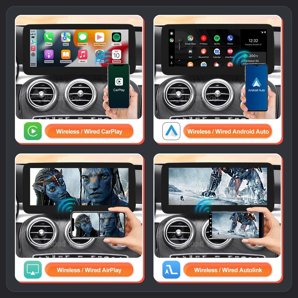 Écran multimédia Linux sans fil CarPlay Android Auto pour mercedes-benz W205 W176 GLC A C V classe W447 CLA GLA 2015-2018 NTG5.0