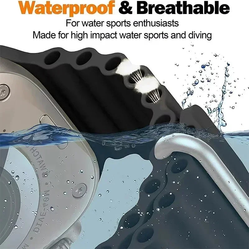 Ocean Silicone band for Apple Watch straps 46mm 45mm 40mm Ultra 2 49mm 44mm 41mm 38-42mm sport bracelet series 10 9 8 7 6 5 4 SE