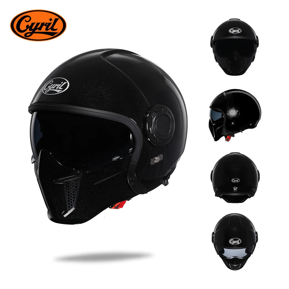 CYRIL-Casque de moto intégral pour hommes et femmes, casques ouverts, casque modulaire, visière pour touristes, approuvé ECE DOT, 3/4