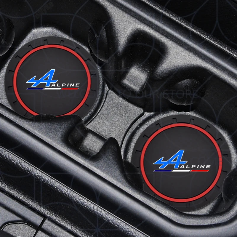 Porte-gobelet d'eau avec Logo alpin pour Kadjar Twingo Megane Scenic Kangoo, 2 pièces, tapis antidérapant, fente pour bouteille, style dessous de verre