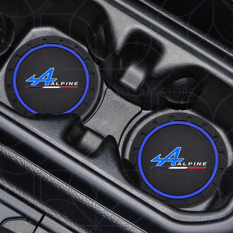 Porte-gobelet d'eau avec Logo alpin pour Kadjar Twingo Megane Scenic Kangoo, 2 pièces, tapis antidérapant, fente pour bouteille, style dessous de verre