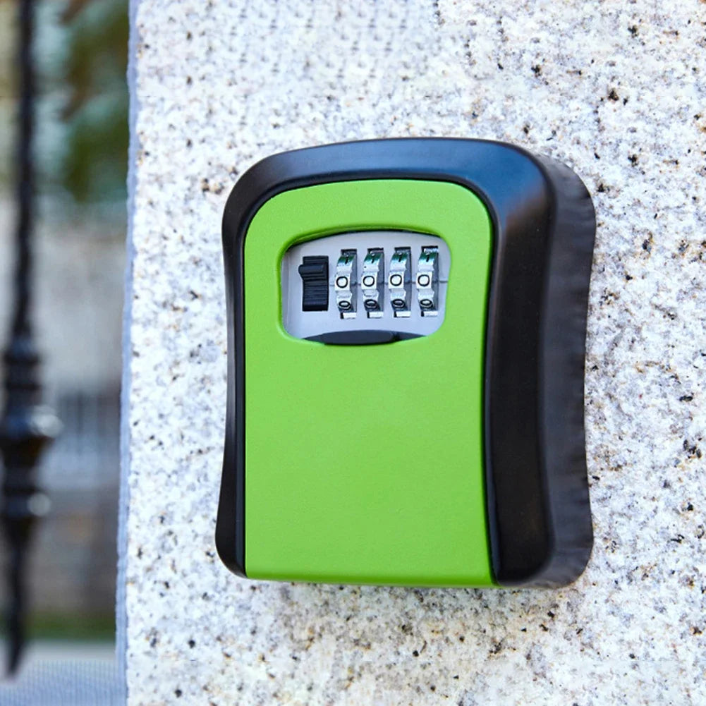 Wall Mount Key Lock Box 4 Digit Password Code Security Lock No Key for Home Office Key Safe Secret Storage Box Organizer