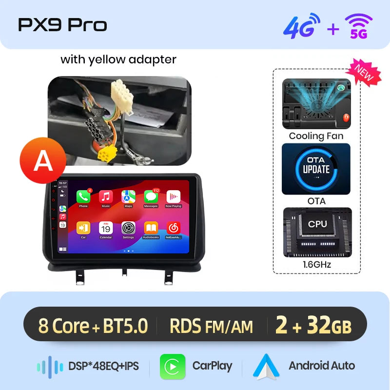 AWESAFE Carplay Voiture Autoradio Pour Renault Clio 3 2005-2014 2Din Android Auto Carplay Voiture Sans Fil Multimédia GPS Navigation Pour Clio 3 Accessories IPS RDS 4G 8-Core 8+256Go Systèmes Intelligents Auto stéréo 