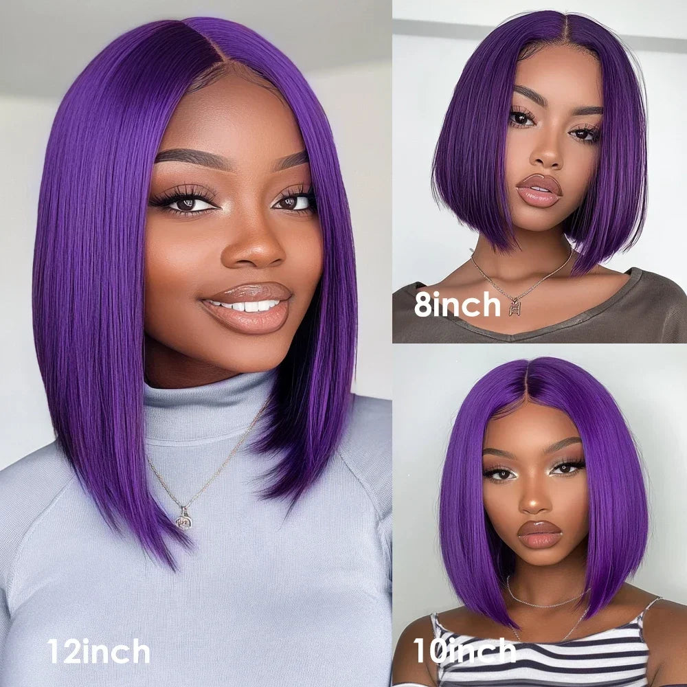Perruque Bob Lace Front Wig sans colle naturelle Remy, cheveux courts, blond ombré, 13x6x2, pre-plucked, avec frange