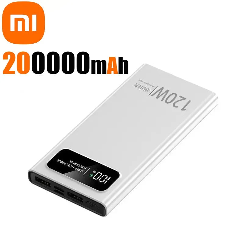 XiaomiMIJIA 200000mAh 120W PowerBank Fast Charging Portable Mobile Power Ultralarge Capacity Digital Display External Battery ﻿