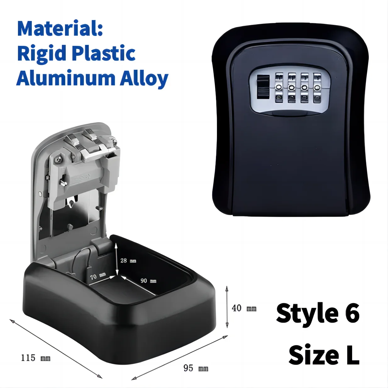 Wall Mount Key Lock Box 4 Digit Password Code Security Lock No Key for Home Office Key Safe Secret Storage Box Organizer