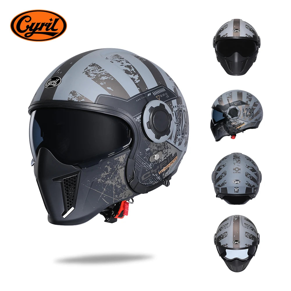 CYRIL-Casque de moto intégral pour hommes et femmes, casques ouverts, casque modulaire, visière pour touristes, approuvé ECE DOT, 3/4