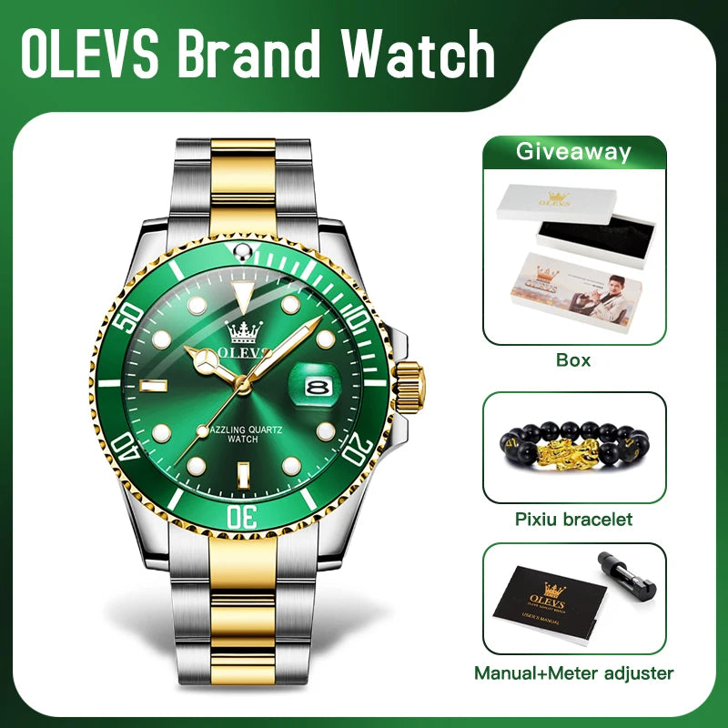 OLEVS 5885 homme montre marque originale étanche montre à Quartz bracelet en acier inoxydable automatique Date hommes cadeaux montres pour homme