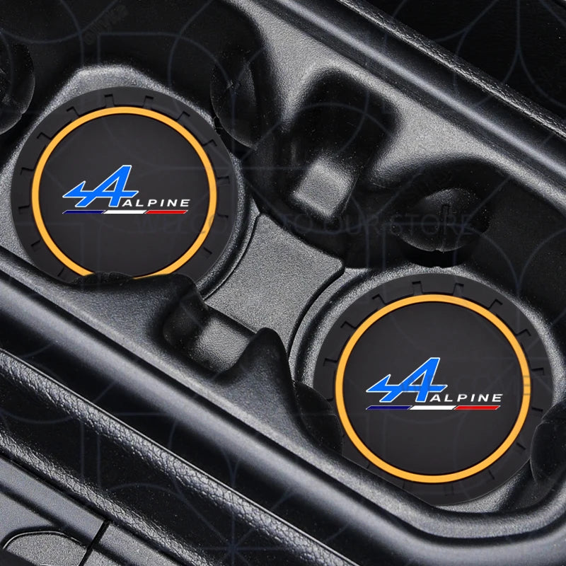 Porte-gobelet d'eau avec Logo alpin pour Kadjar Twingo Megane Scenic Kangoo, 2 pièces, tapis antidérapant, fente pour bouteille, style dessous de verre