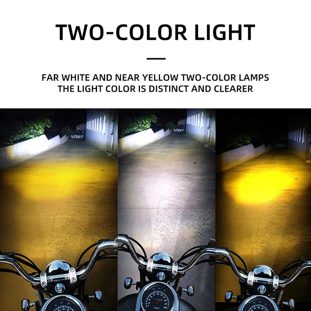 3 lentilles Super lumière brillante phares de Moto lentille led projecteur Moto antibrouillard Moto feux de route et de croisement lumière de travail Scooters