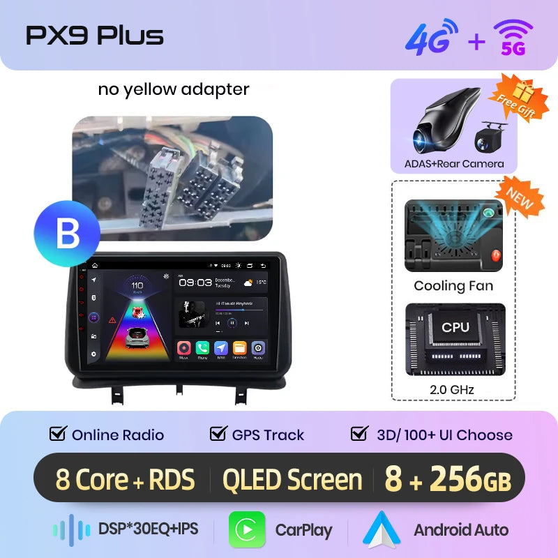 AWESAFE Carplay Voiture Autoradio Pour Renault Clio 3 2005-2014 2Din Android Auto Carplay Voiture Sans Fil Multimédia GPS Navigation Pour Clio 3 Accessories IPS RDS 4G 8-Core 8+256Go Systèmes Intelligents Auto stéréo 