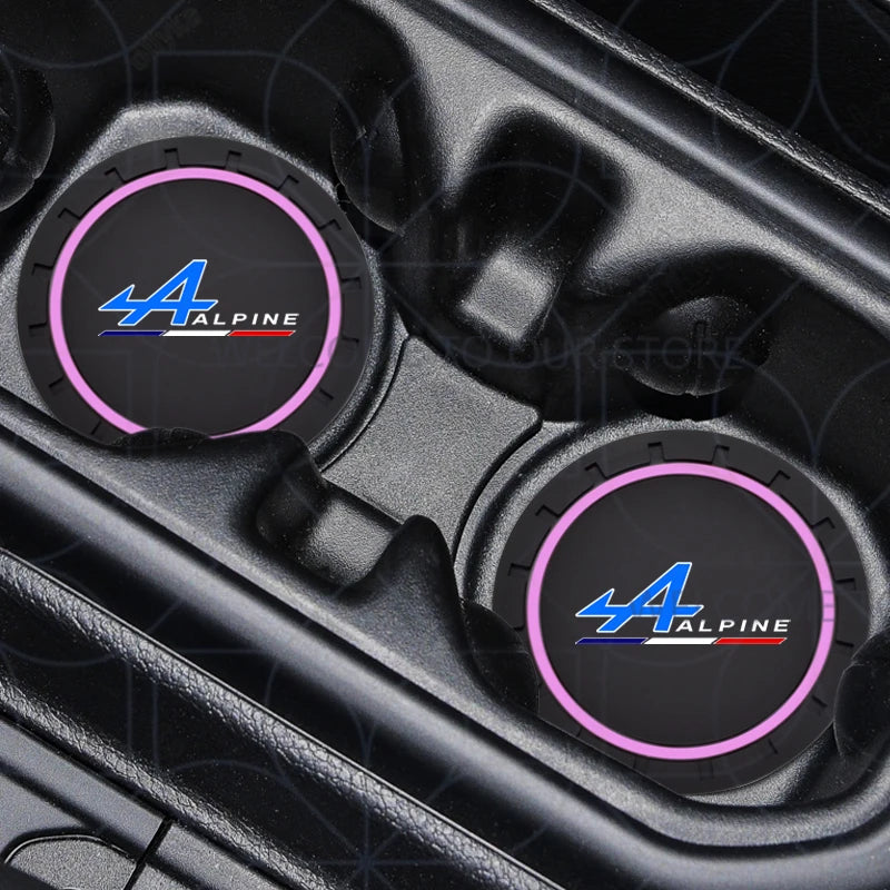 Porte-gobelet d'eau avec Logo alpin pour Kadjar Twingo Megane Scenic Kangoo, 2 pièces, tapis antidérapant, fente pour bouteille, style dessous de verre