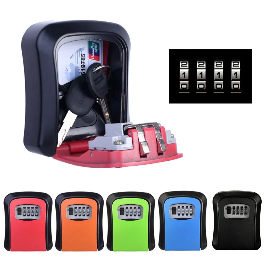 Wall Mount Key Lock Box 4 Digit Password Code Security Lock No Key for Home Office Key Safe Secret Storage Box Organizer