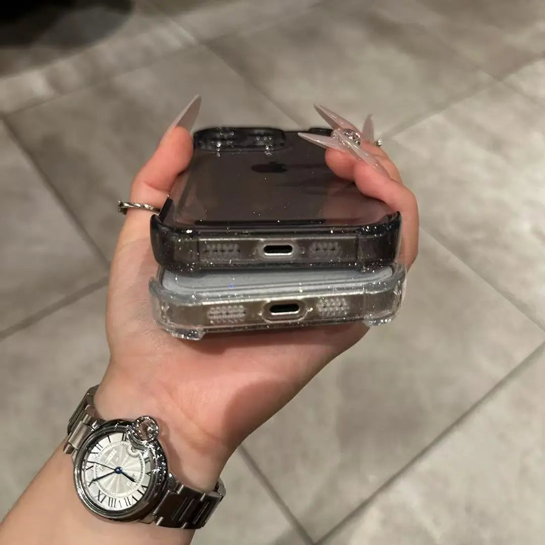 Coque transparente à paillettes pour iPhone 17 16 15 14 13 12 11 Pro Max XS X XR 16PLUS 17AIR 16E, housse de pare-chocs transparente souple en Silicone