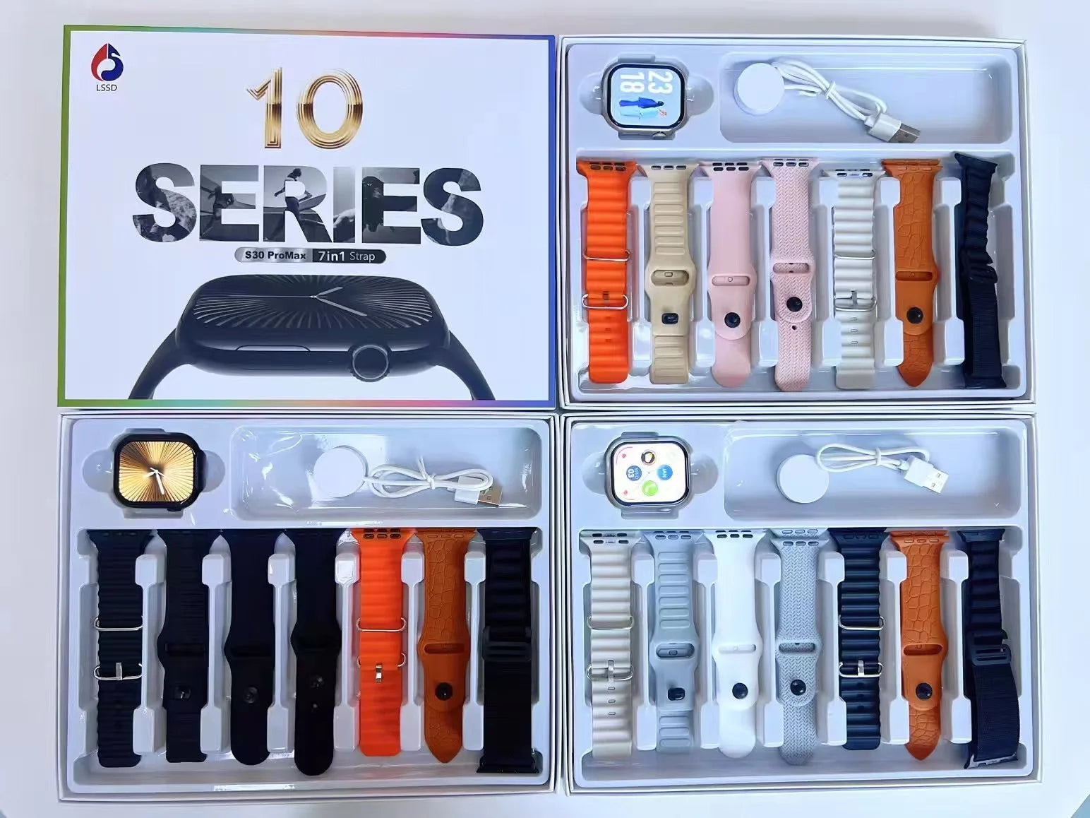 S30promax montre intelligente série 10 écran infinie Version 7 + 1 sangles plus récent sport SmartWatch Bluetooth appel téléphonique Bracelets intelligents