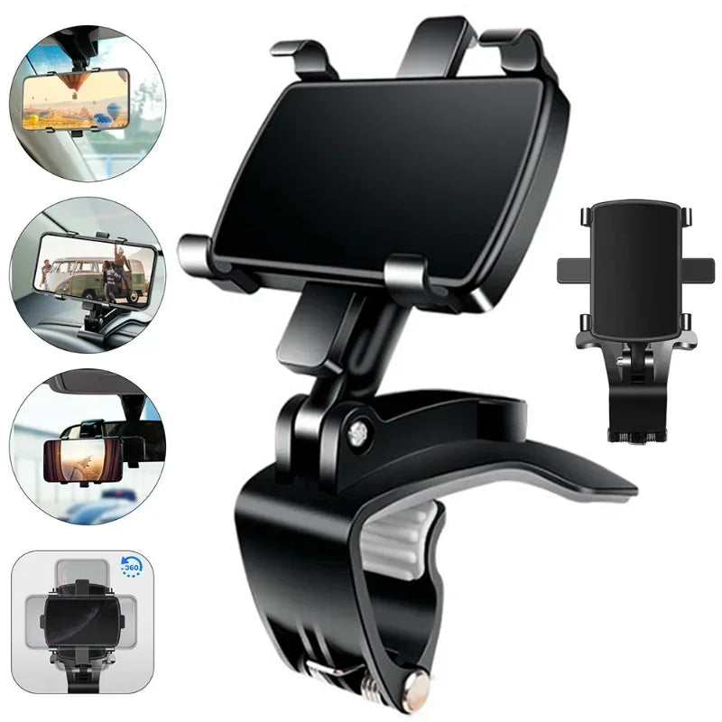 Multi-function Car Mobile Phone Holder Dashboard Mirror/GPS Mobile Phone Holder Clip 360 Degree Rotatable Car Accessories