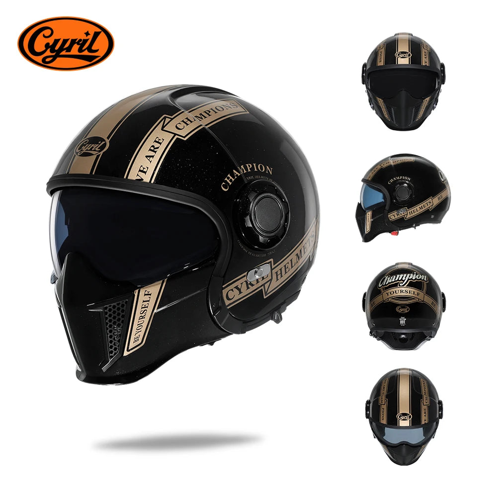 CYRIL-Casque de moto intégral pour hommes et femmes, casques ouverts, casque modulaire, visière pour touristes, approuvé ECE DOT, 3/4
