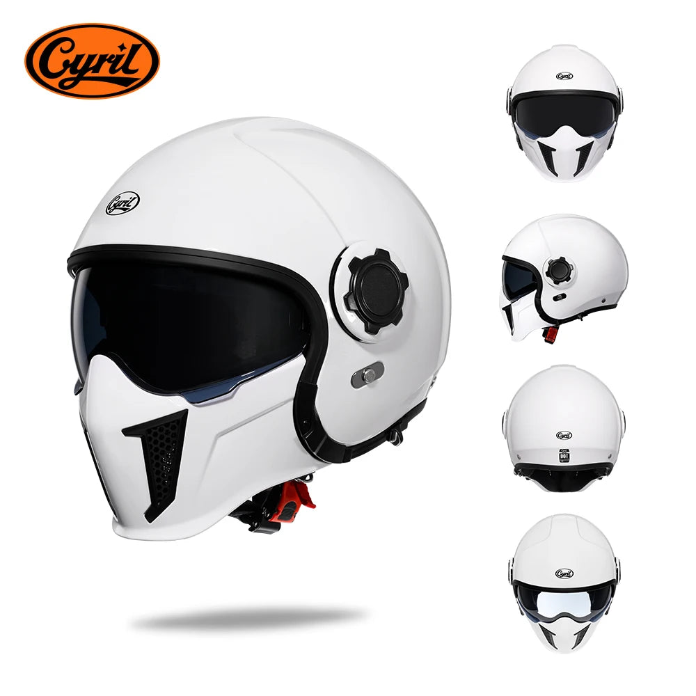 CYRIL-Casque de moto intégral pour hommes et femmes, casques ouverts, casque modulaire, visière pour touristes, approuvé ECE DOT, 3/4
