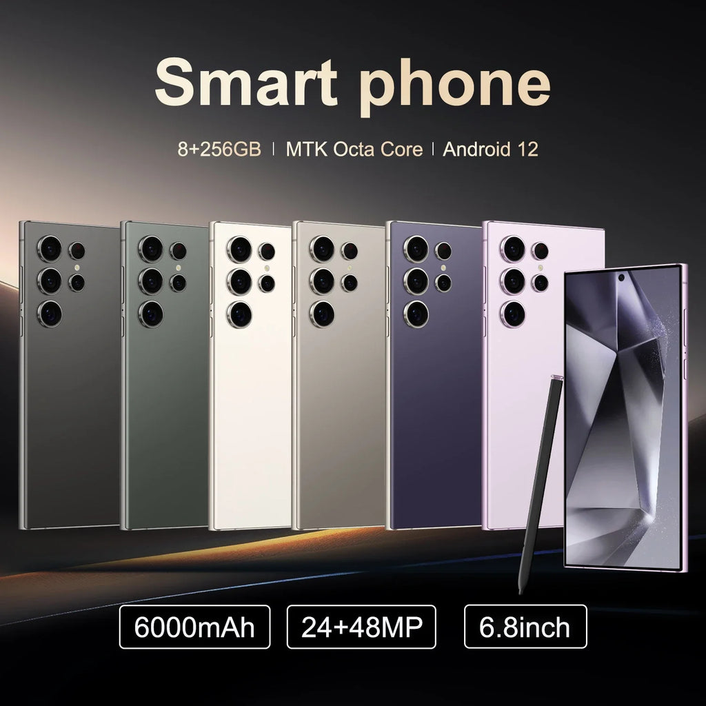 S25 Pro, téléphone intelligent Android, 6.8 pouces, 8 + 256GB ROM, double SIM, téléphone portable, Google Play Store, 24 + 48MP, 6000mAh, téléphones portables