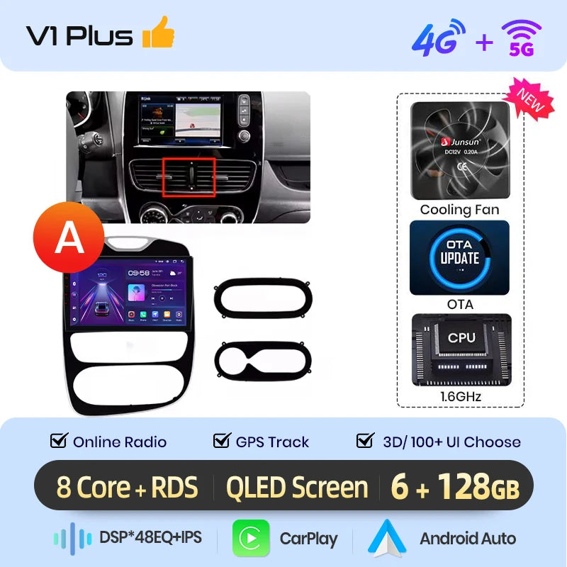 Junsun CarPlay Android Auto Car Radio for Renault Clio 4 2012-2017 GPS Intelligent Systems Stereo Multimedia Autoradio