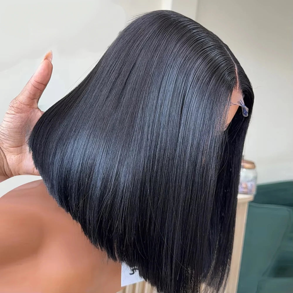 CEXXY Perruque Naturelle Moins Cher Perruque Raw Hair Sans Colle Perruque BOB Courte Perruque 13x6 13x4 Transparent Lace Cheveux Naturels Humains Femme Perruque Livraison 3 Jours France Perruque Lisse Cheveux Humain